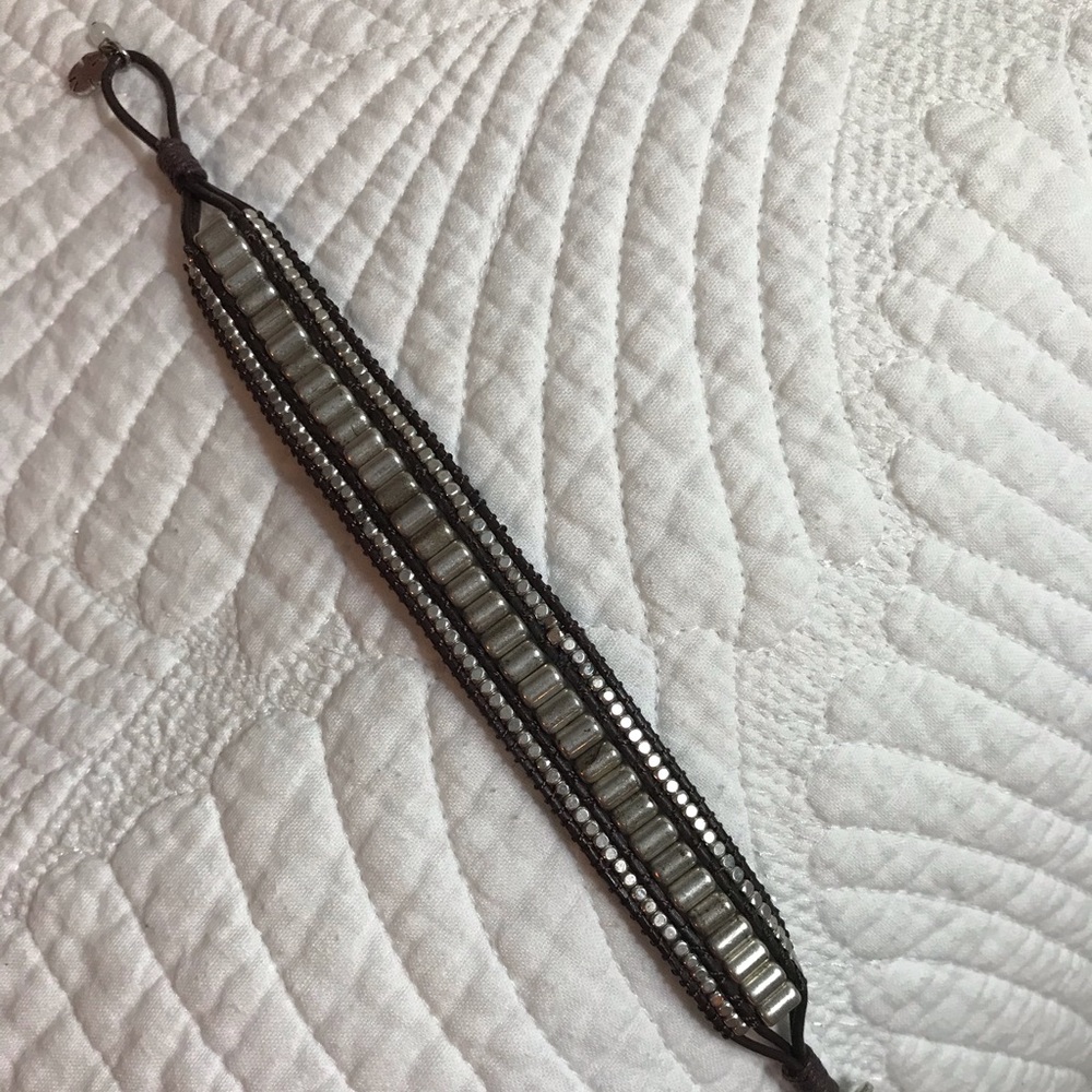 Lucky Brand Brown Wrap Bracelet with Silver Beads